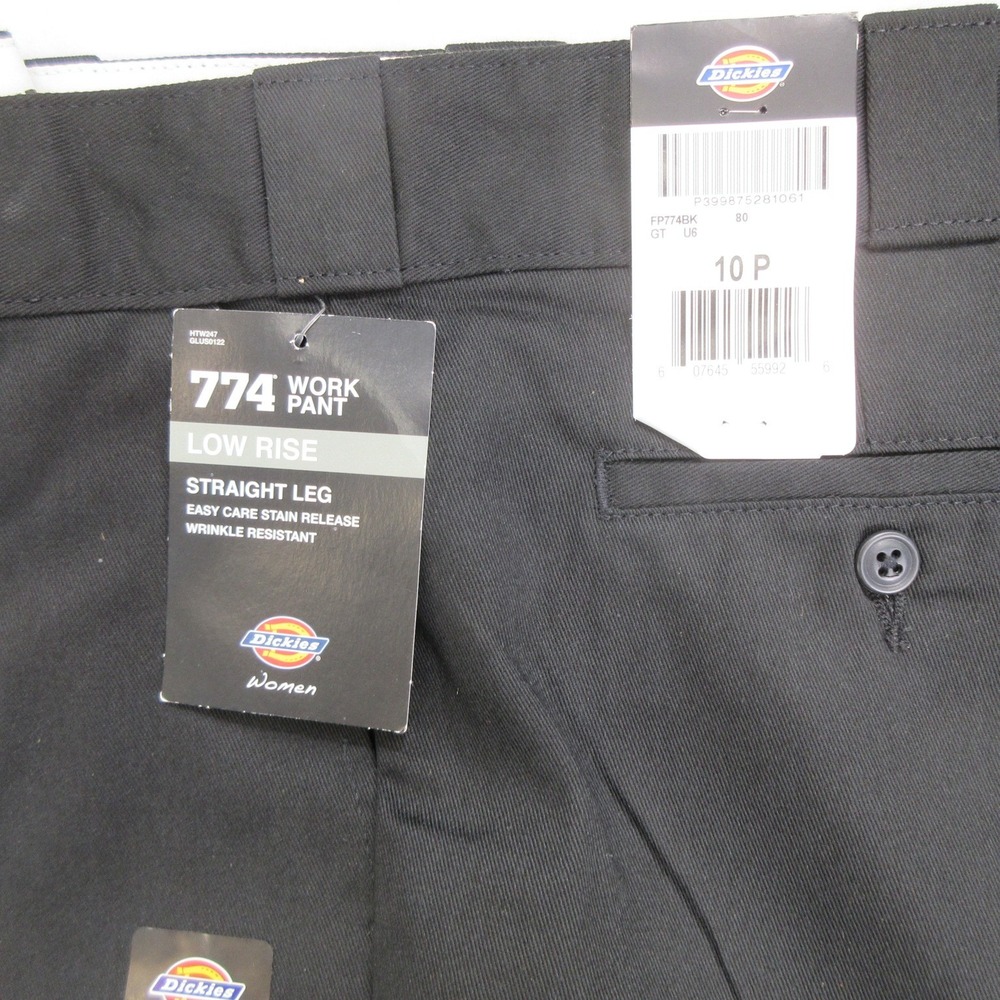 Dickies Women's Pants 10P 774 Work Pants Low Rise Straight Leg Black New - Picture 3 of 9